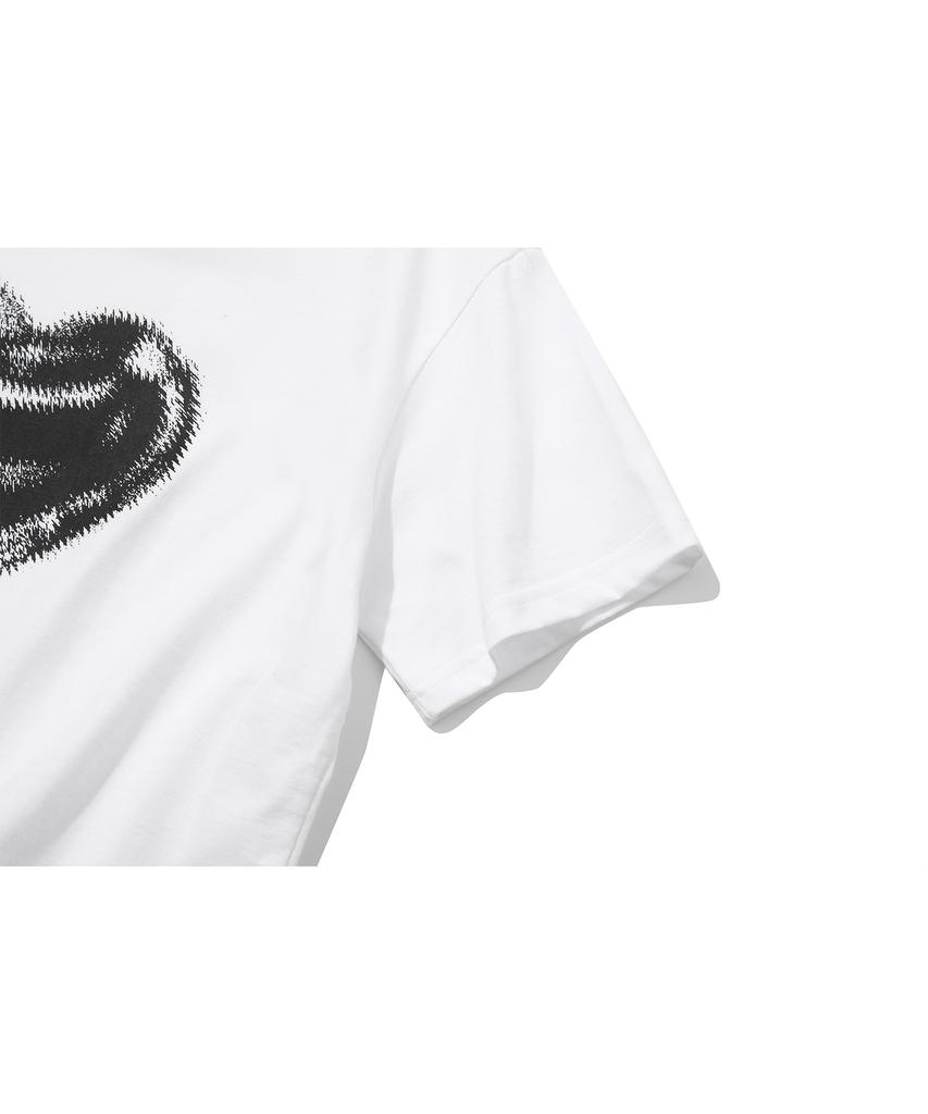 CPGN STUDIO Rough Heart Crop Short Sleeve Tee White