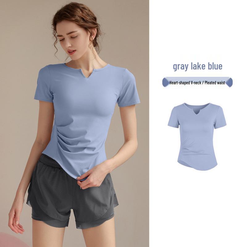 Women s Slimming V-Neck Running Top & Quick-Dry Shorts Set - Summer Fitness Wear Large