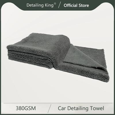 DetailingKing 3 SZTUKI 380GSM Ręcznik do Detailingu Samochodowego 40x40CM Bezszwowy Mikrofibra Wielofunkcyjna Ściereczka do Czyszczenia