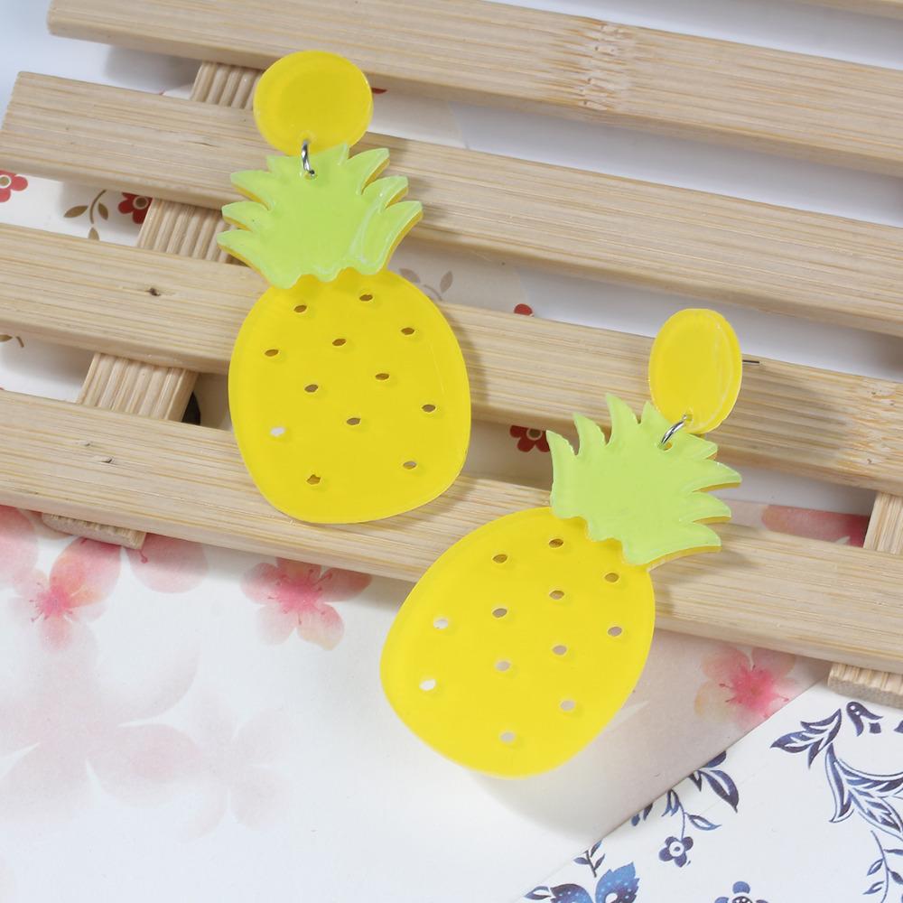 Trendy Funny Fruit Vegetables Acrylic Women's Drop Earrings Cute Strawberry Watermelon Lemon Cherry Dangle Earring Party Jewelry