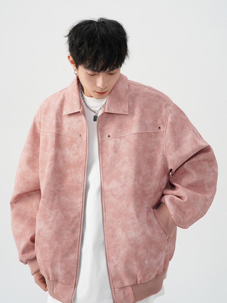 Unisex American Retro Maelard Jacket: Spring/Autumn Turn-Down Collar Motorcycle Leather Coat with Rivets.