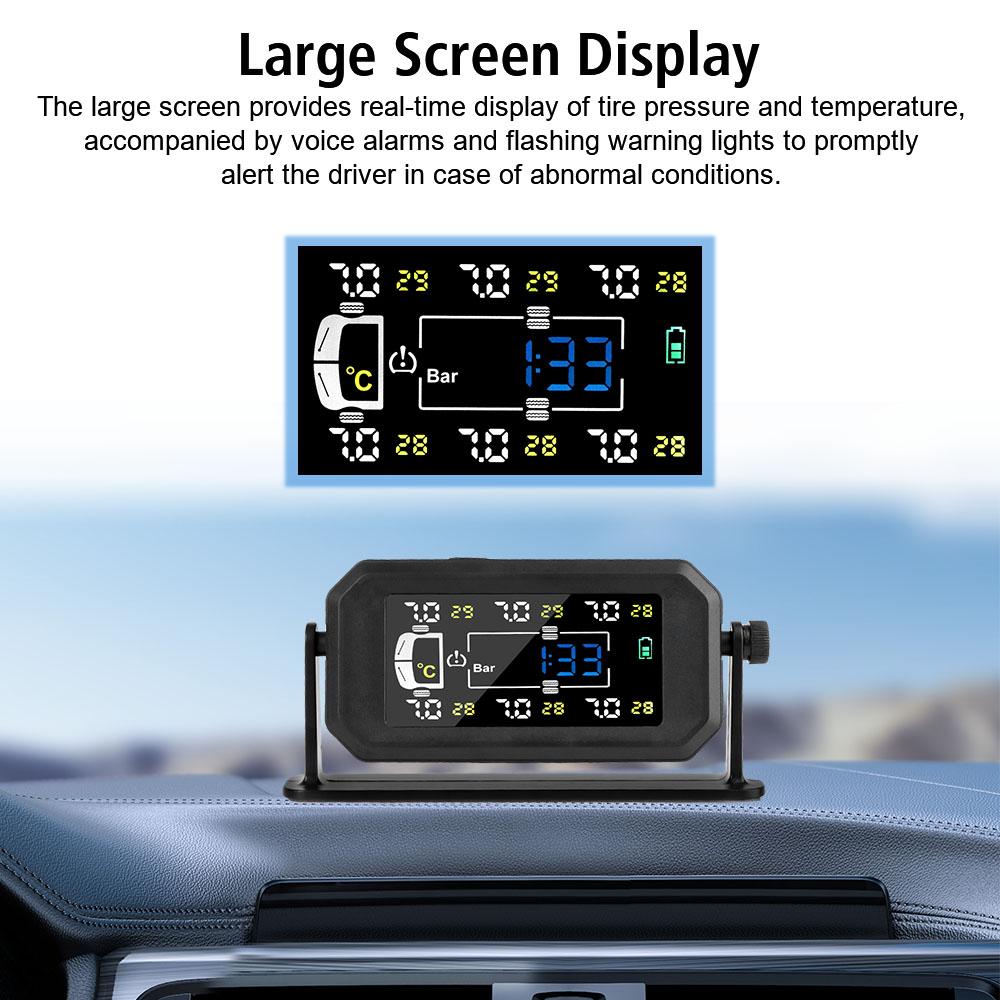 Intelligent Tyre Pressure Alarm Temperature Warning Fuel Save Truck Car Tyre Pressure Monitor Tire Pressure Monitoring System H13 6 External Sensors