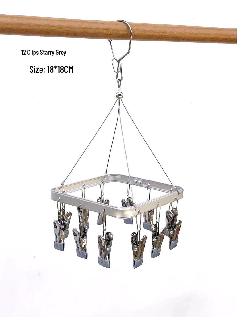 Aluminum Alloy Multi-Clip Drying Rack for Socks and Underwear