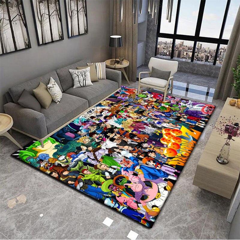 Novedosa y suave alfombra cuadrada de dibujos animados japoneses de Son-Goku para sala de estar, felpudo para cocina y baño, alfombra antideslizante multifunción.