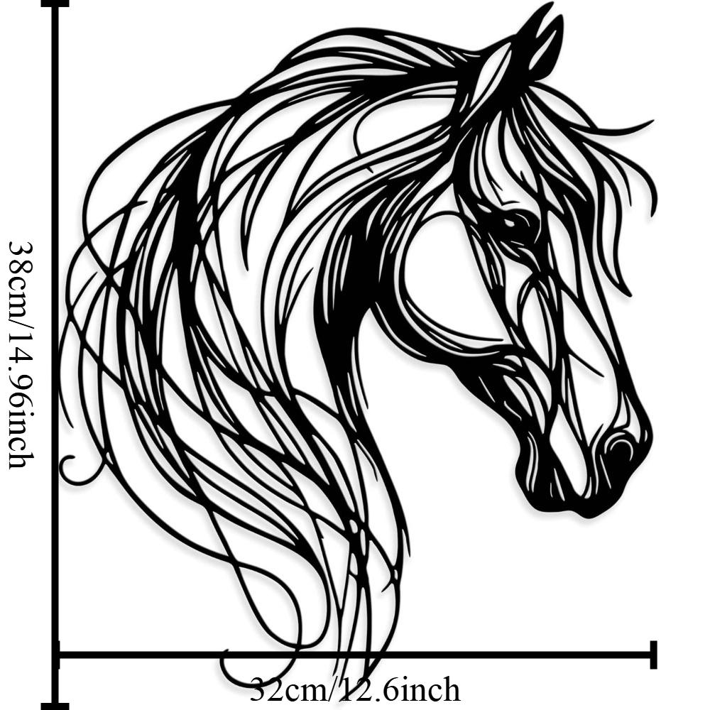 

Metal Horse Head Wall Art, Iron Line Art Sculpture, Minimalist Animal Decor for Living Room Bedroom, 15x12.6 Inches Gift