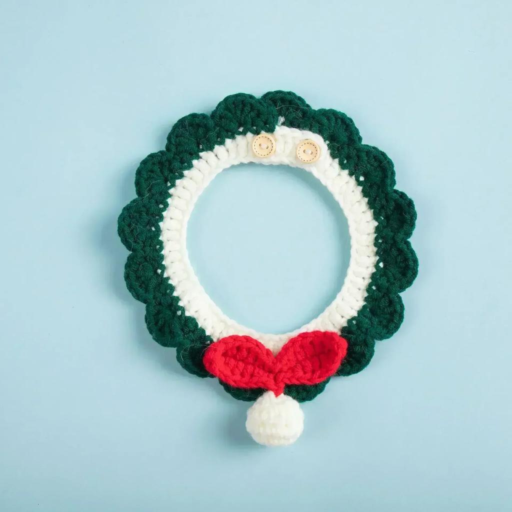 Cute Pet necklace Hand-knitted Saliva Towel Kitten Cat Puppy Adjustable Collar Pet Decorative Dog Cat Collar Pet dog Accessories
