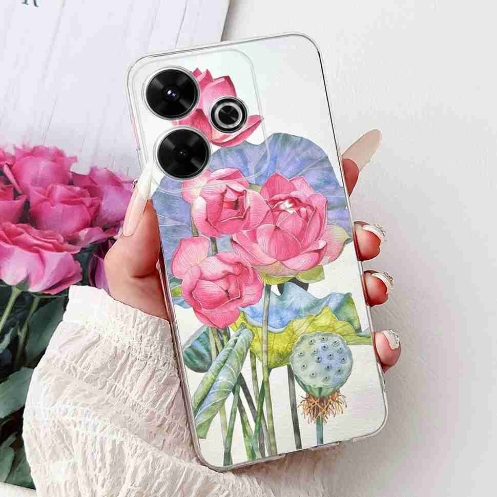 For Xiaomi Redmi 13 4G Case Fashion Girl Flower Silicone Soft TPU Shockproof Cover Coque For Redmi13 redemi13 Bumper Phone Case