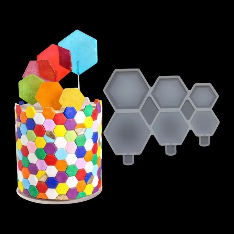 Rund Hjärta Sexkant Silikon Lollipopform Chokladgodis Kakformar Glassform Kakdekorationsverktyg Baktillbehör