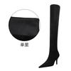 Pointed Toe Flock Sexy Over-the-Knee Boots Black Plush Warm Winter Boots 9.5cm Thin Heels Fashion Women Shoes Plus Size 39 40