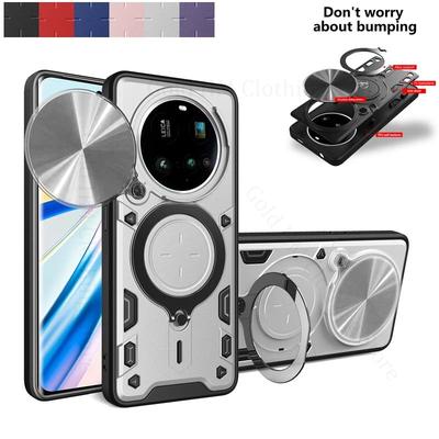 Push Fenster Magnetischer Ring Ständer Armor Stoßfeste Hülle Für Xiaomi 15 Ultra Legierung Halter Ständer PC Schiebe Linse Kameraabdeckung Für Mi 14 Pro 13 15 Ultra