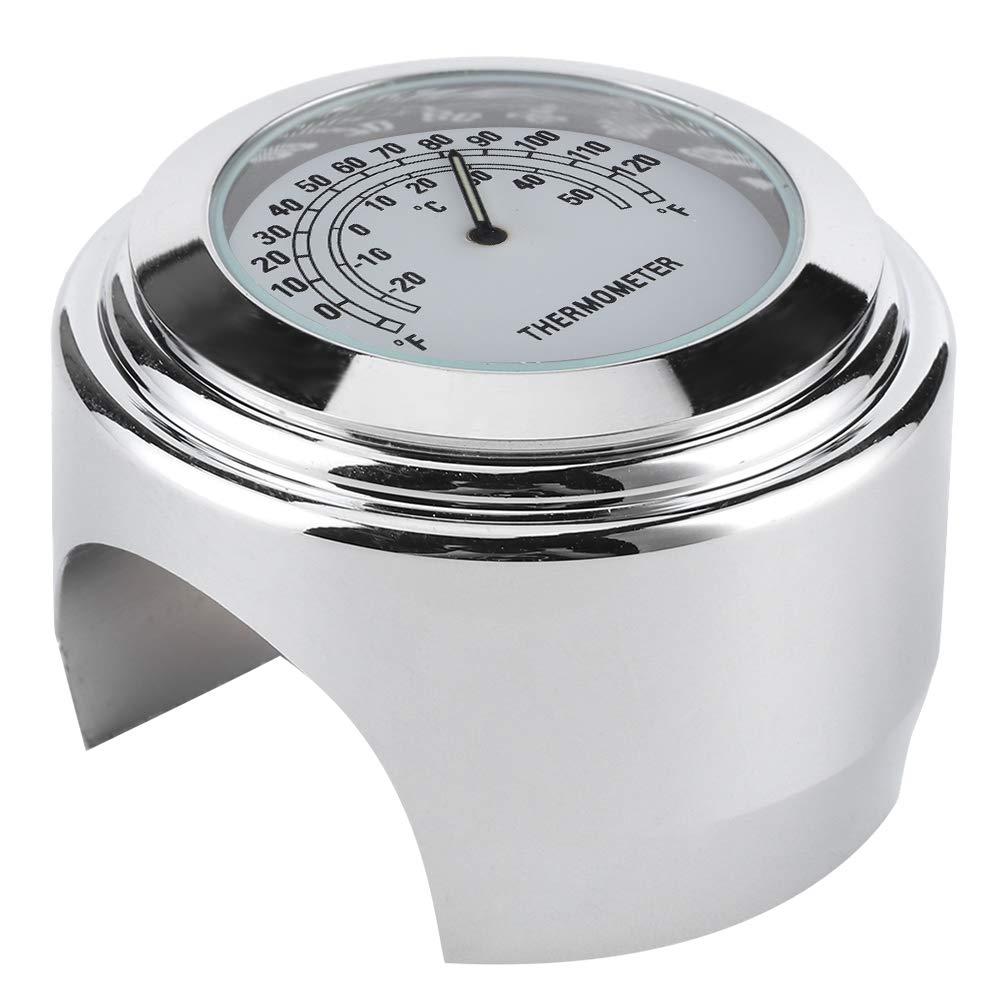 Motorcycle Thermometer, 1in 7/8in Handlebar Mount Thermometer ‑20℃ ‑ 50℃ Measuring Dial Weatherproof for Motorcycle(White)