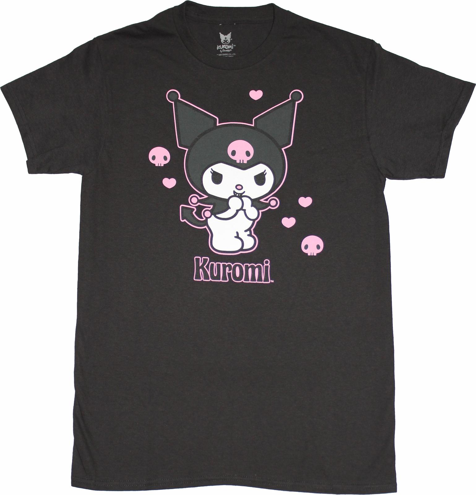Kuromi New Adult T-Shirt - Devious Grinning Stance Over Name XL