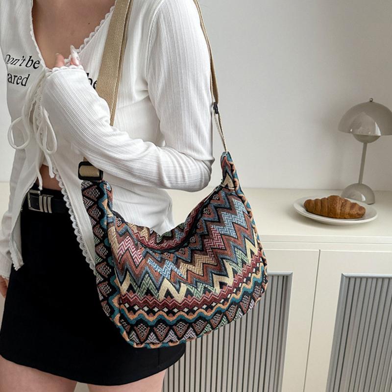Fashionable Retro Crossbody Bag  Ethnic Style Single Shoulder Tote Bag