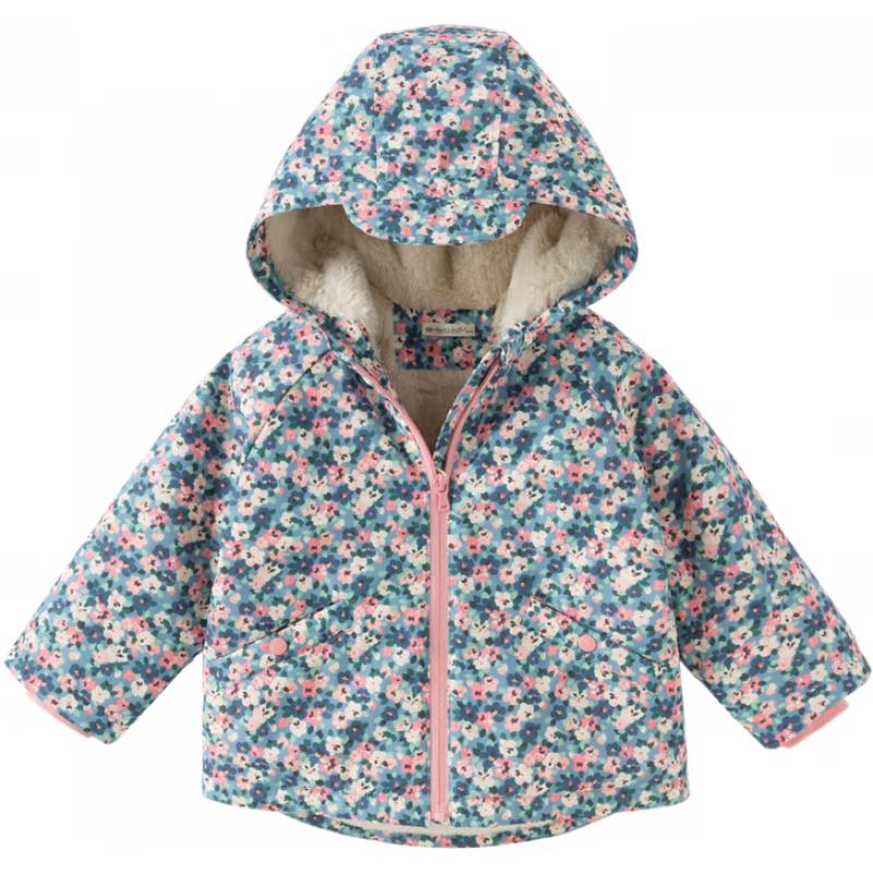 David Bella Girls' Floral Print Fleece Lined Outdoor Jacket
