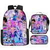 School Season Kpop Demon Hunters Student School Bag Girls Large Capacity Middle School Student Backpack Three-Piece Set