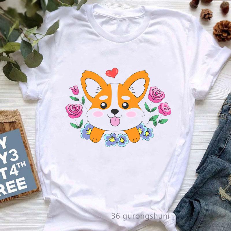

Vintage Papillon Dog Print Tshirt Women s Clothing Harajuku Kawaii Dog Lover T Shirt Femme Summer Fashion Female T-Shirt Tops XXXL білий