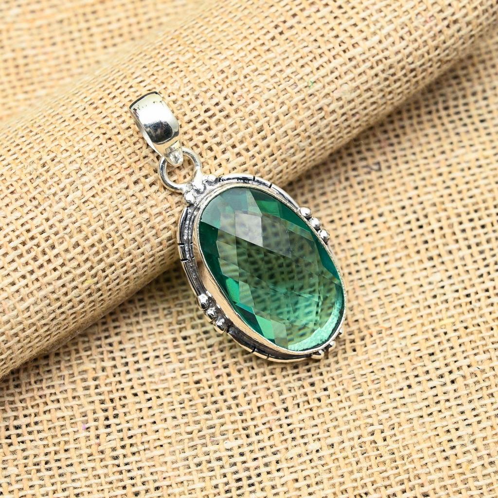 Fantastic Aqua Apatite Gemstone Handmade 925 Solid Sterling Silver Jewelry Pendant For Her