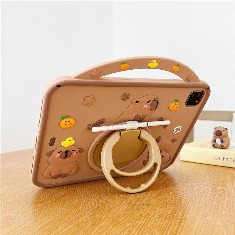 Case For iPad Pro 11 10.5 10.2 8th 7th 9.7 Air 11 4 3 2 1 Mini6 5 4 3 2 1 M3 A16 Cute Cartoon Capybara Silicone Tablet Protective Case