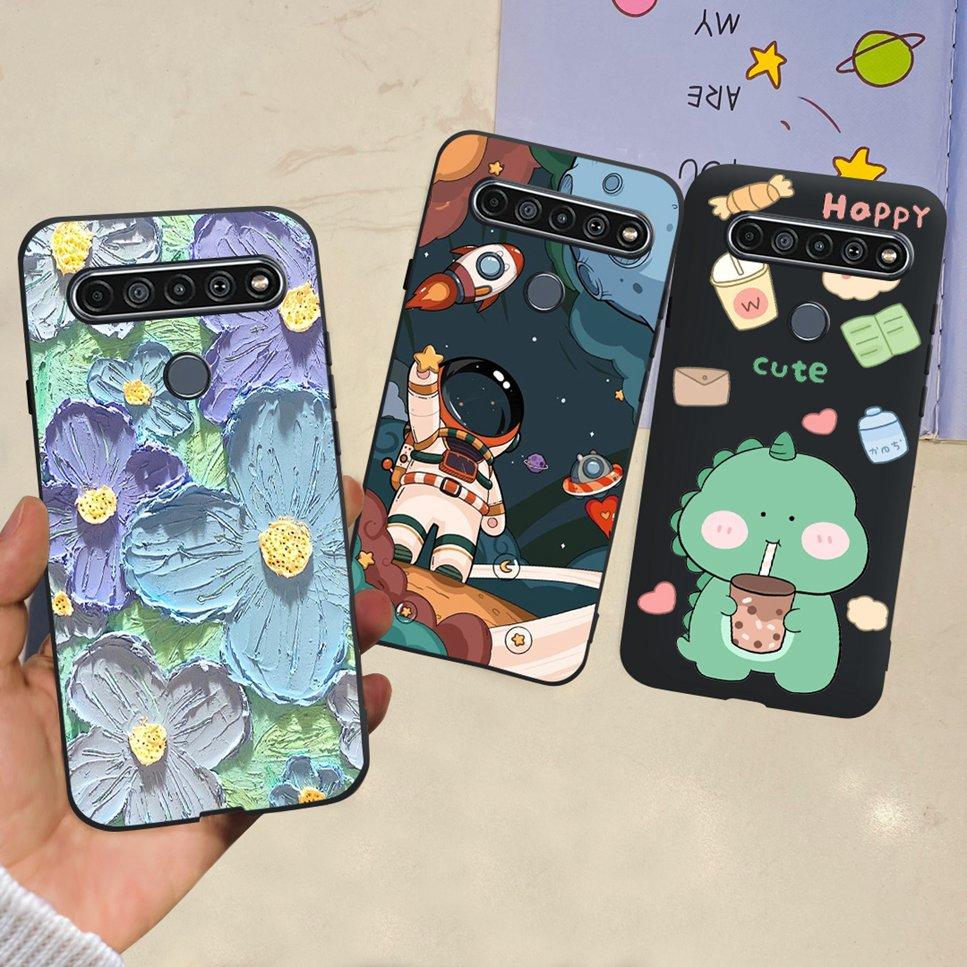 For LG K41S K 41S Case 2020 Black Silicone Cute Fashion Flower Shockproof Bumper For LGK41S LM-K410 Phone Back Cover 6.55" Funda