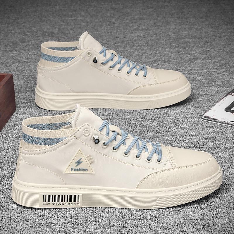 Herrenschuhe Herbst Neu High-Top Sneaker Studenten Lässig Atmungsaktiv Canvas Weiße Schuhe