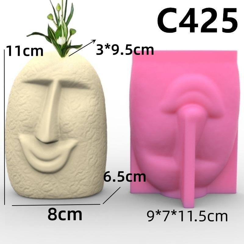 Nordic minimalist facial vase resin silicone mold blood drawing human vase concrete cement gypsum silicone mold home decor