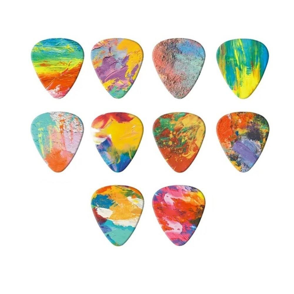 10pcs Colorful Printed Guitar Picks Triangle Shape Plectrum Picks Ukulele Picks  Acoustic Guitar 0.46mm-Random