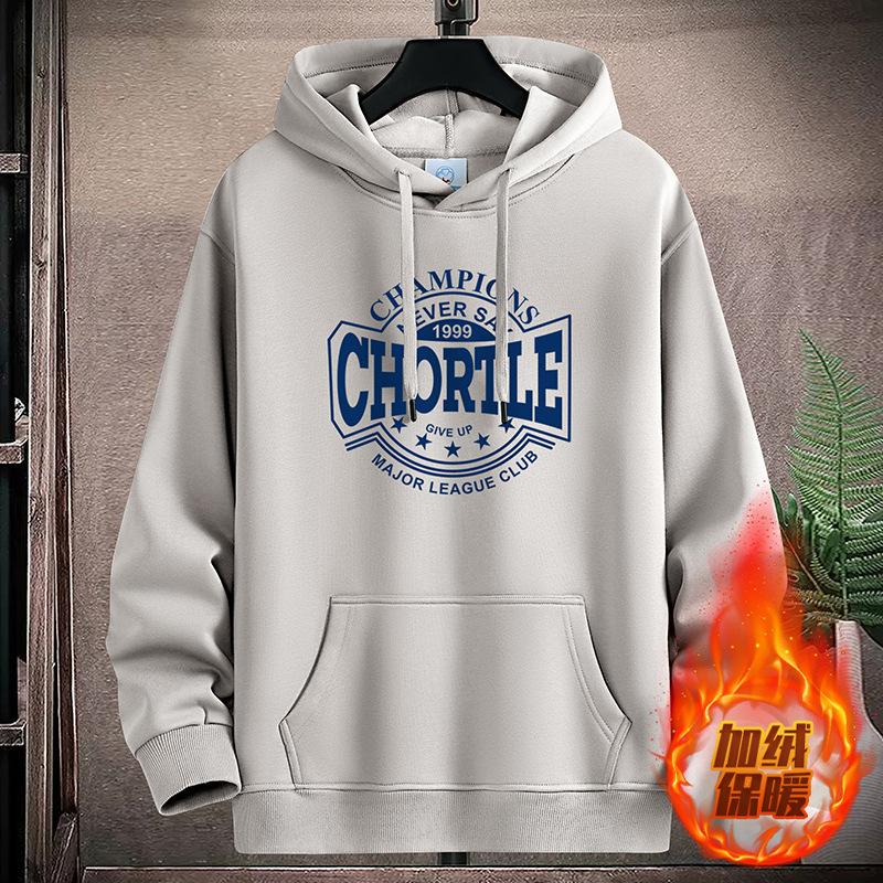Hooded sweater men's spring and autumn new trendy youth loose and versatile casual couple hoodie large size top velvet