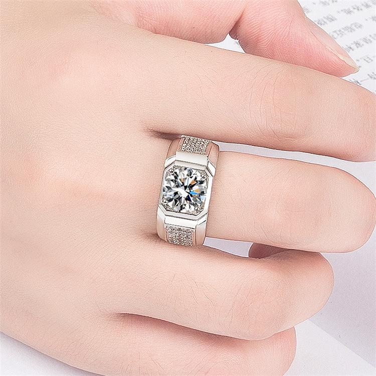 Grande bague en diamant pour hommes, à la mode européenne et américaine, bague de réglage ouverte du commerce extérieur, accessoires en diamant transfrontaliers 