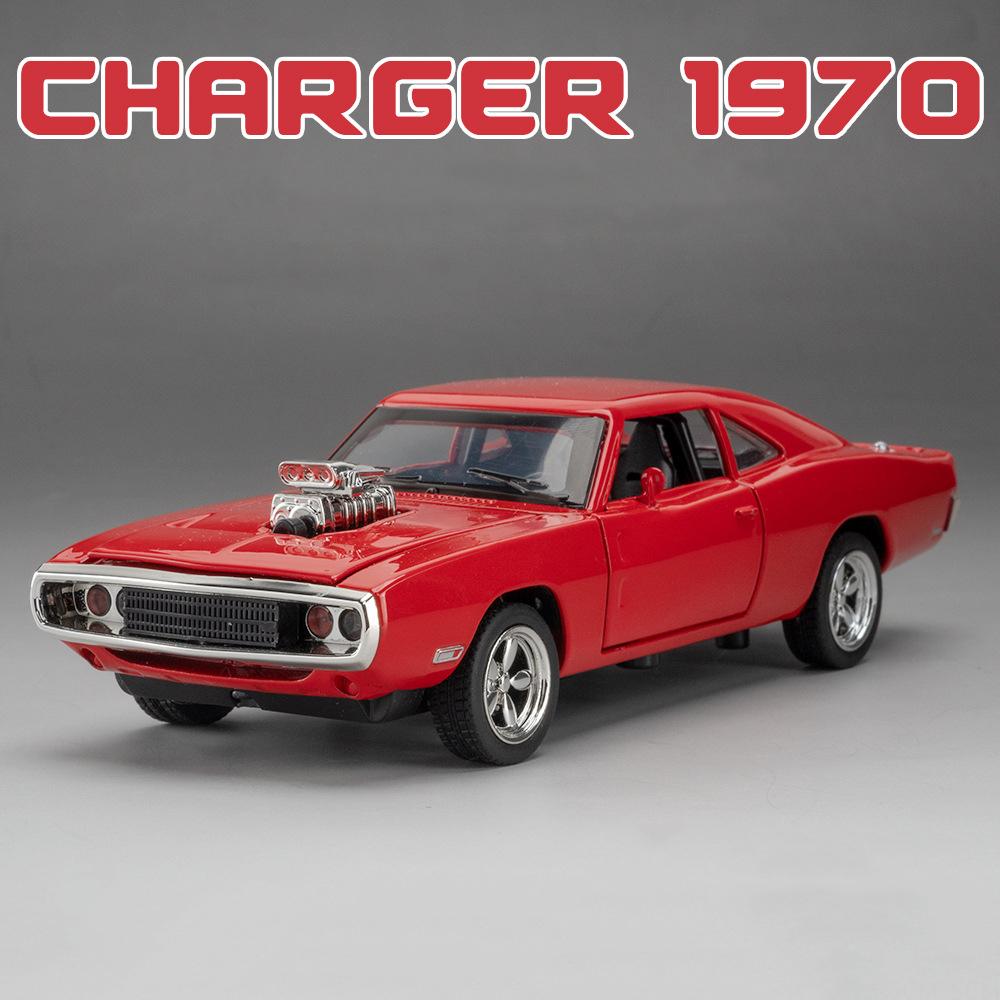 1:32 Scale Charger 1970 Classic Car Model Toy Alloy Diecasting Pull Back Sports Cars Models Sound Light Gifts for Kids Boys