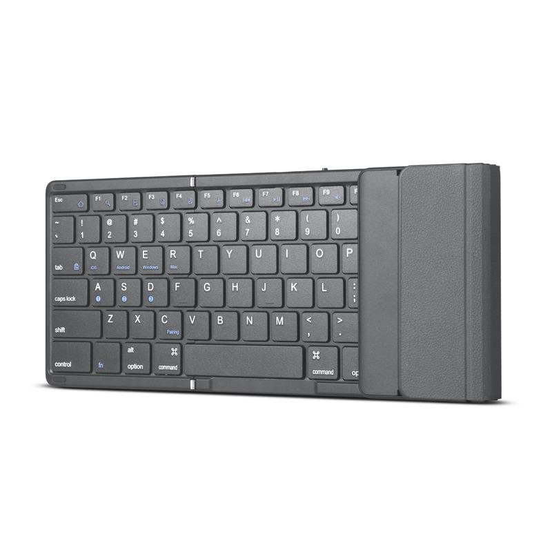

Беспроводная Bluetooth-клавиатура с тремя отделениями — возможность подзарядки, бесшумные клавиши, совместимость с несколькими устройствами: телефонами, планшетами и ноутбуками.