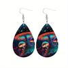 Colorful Glowing Large Mushroom Pattern PU Leather Earrings for Women Fantasy Fashion Earrings for Festival Party Banquets and Daily Wearing