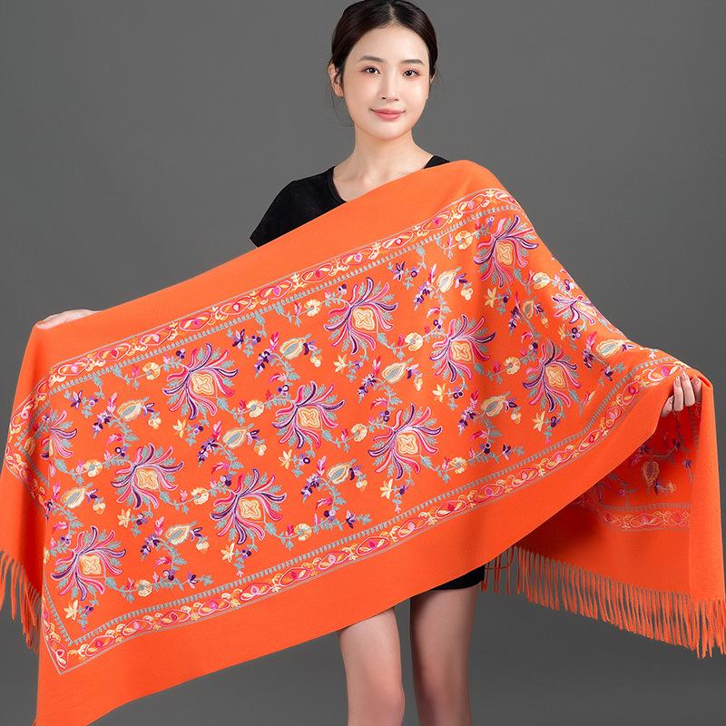 New Arrived Shawl Women Embroider Shawl Thick Warm Cashmere Fashion Scarves Lady Soft Wrap Bufanda Travel Reversible Scarf