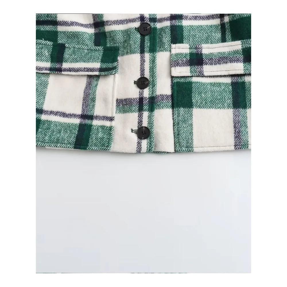 Jarní a podzimní horký prodej nové dámské oblečení Malé voňavé stylové náplastní taška Dekorace Kostkovaná vlněná bunda Kabát