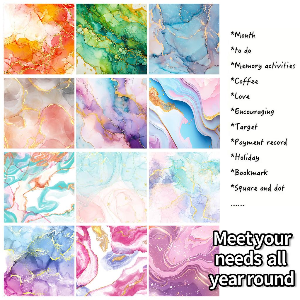 12 Bags Of Marble Gilt Pattern Personalized Diy Creative Handmade Handbook Material Paper