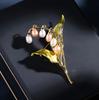 Retro Enamel Lily of the Valley Brooch Female Elegance Temperament Pearl Brooch Niche Design Pin Suit with Accessories