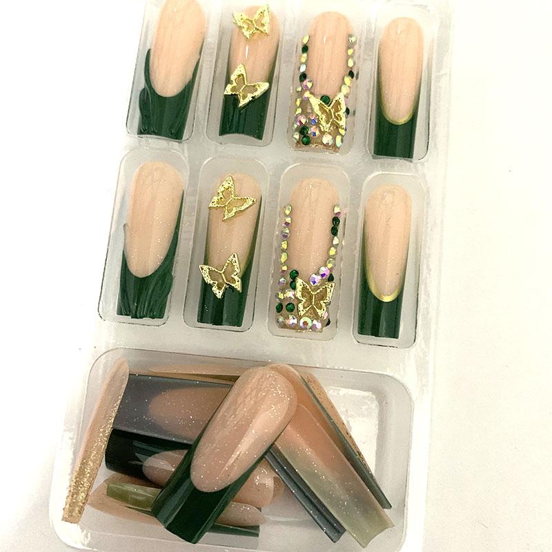 24 pcs/set Press on Nails Long Red Star Nail Girls Sexy Nail DIY Bridal Tip Daily Reusable Sexy Fake Nails Art For Women Decoration