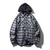 Export Export Tail Order Gingham Hooded Shirt Men's Spring and Autumn American Retro Overalls Casual Shirt Jacket