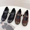 Soft Leather Round Toe Mary Jane Low Heel Shoes - Versatile, Comfortable, Non-Rubbing Women's Footwear for Daily Commute