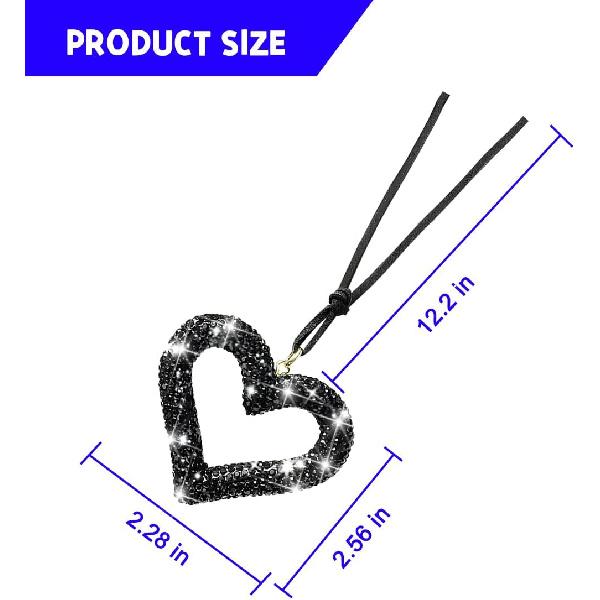 Mandark Bling Heart Car Hanging Accessories, Crystal Rhinestone Vehicle Rear View Mirror Charm Pendant Ornaments, Cute Diamond Auto Interior Hanger