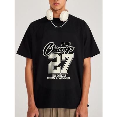 Chicago 27 Player T Shirt White Chicago 27 No One Is Born A Winner Graphic Print Unisex Casual Streetwear Top For Men And Women