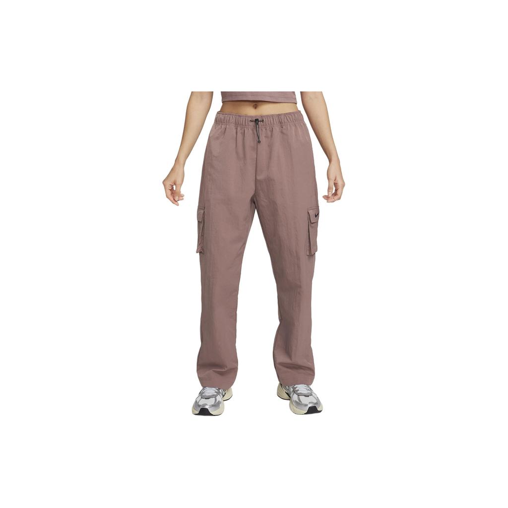Nike Pantaloni Cargo Sportswear Essential Solid Logo Gamba Dritta Pantaloni da Donna Grigio Fumo DO7210-208