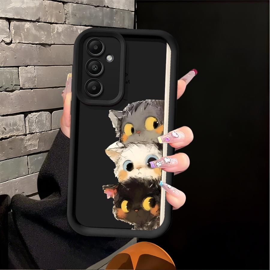 Cute Cartoon Kitten Phone Cover Case for Samsung Galaxy A16 A51 A73 A26 A32 A15 A23 A12 A13 A34 A35 A36 A71 A72 A53 A54 A56