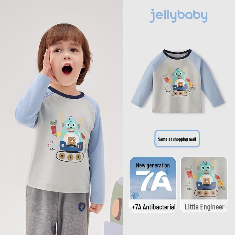 JELLYBABY Boys  Color-Block Robot Print Round-Neck T-Shirt 110