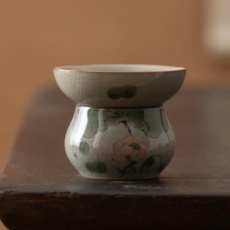 Keramisk Håndmalt Tesil Geyao Tefilter Vintage Lotus Tesil Kung Fu Tesett Tilbehør for Hjemmekontor