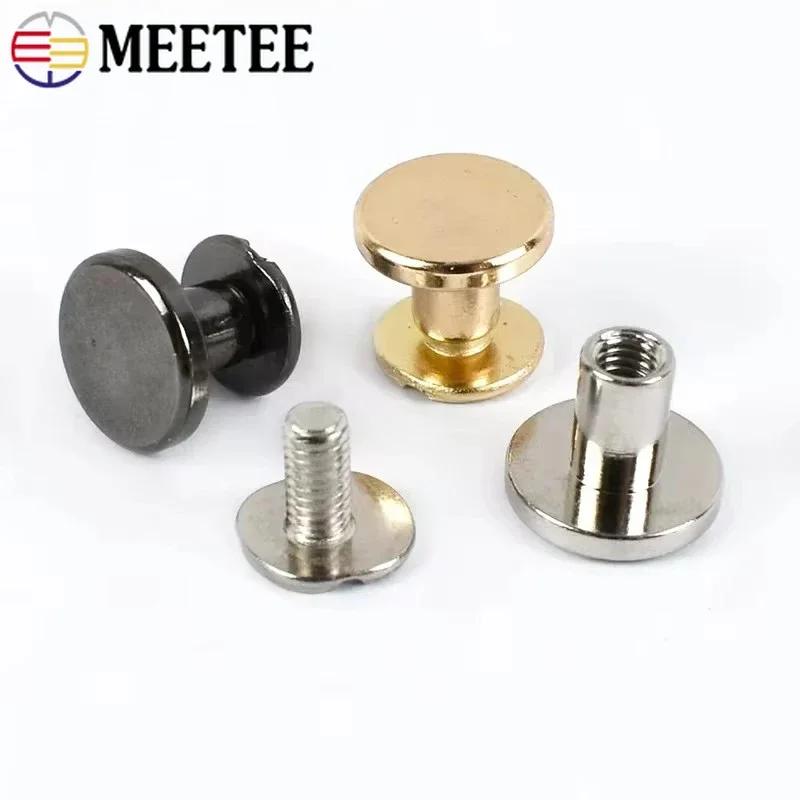 10/20/30Pcs Meetee 5-8mm Flat Head Rivet Buckles Metal Solid Nail Bolt for Bag Clothes Decorative Screws DIY Leather Accessories