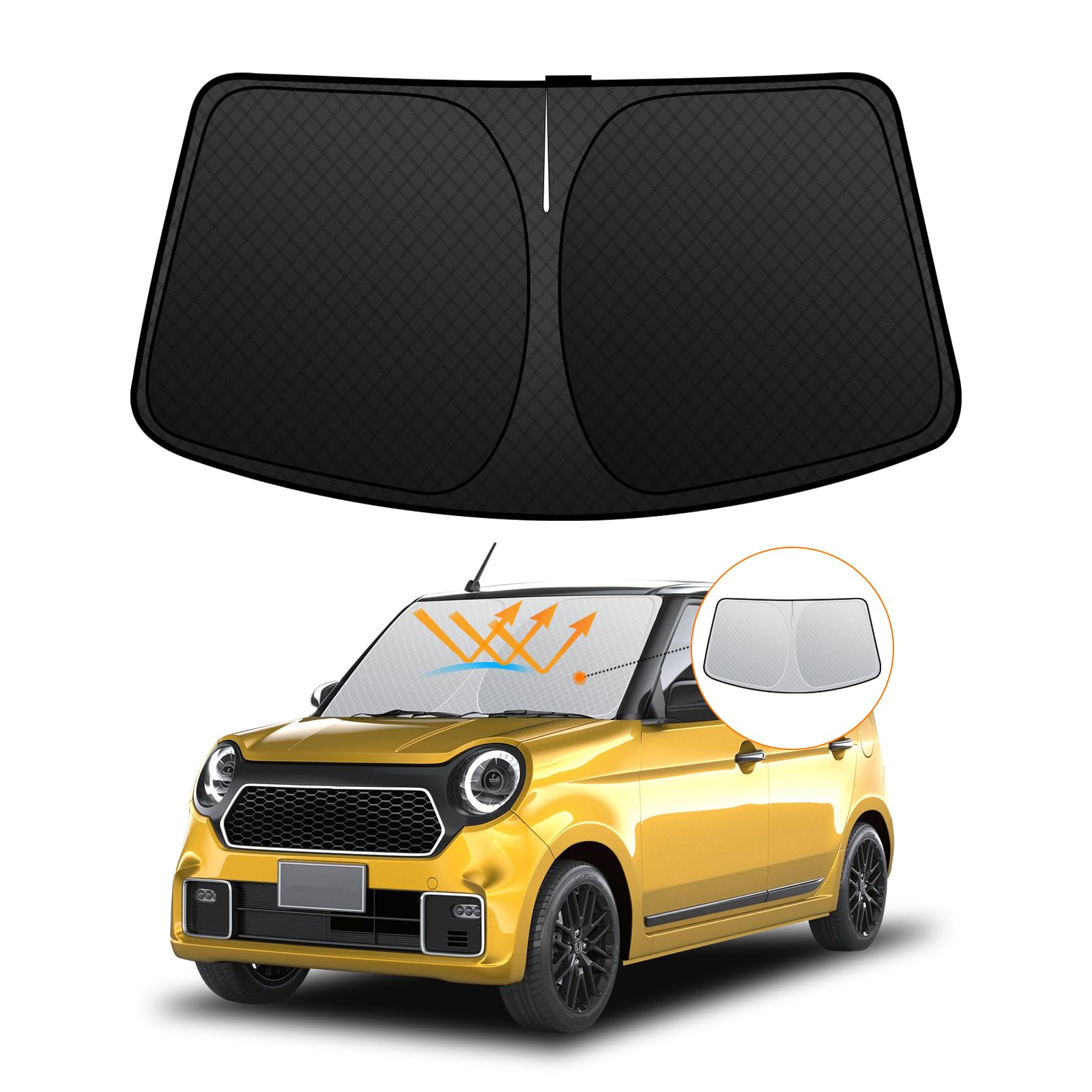

Honda Windshield Sunshade UV No Suction Cups Light Blocking and Summer UV Easy Installation and Interior Includes Storage Bag [Reinforced Edition] чёрный