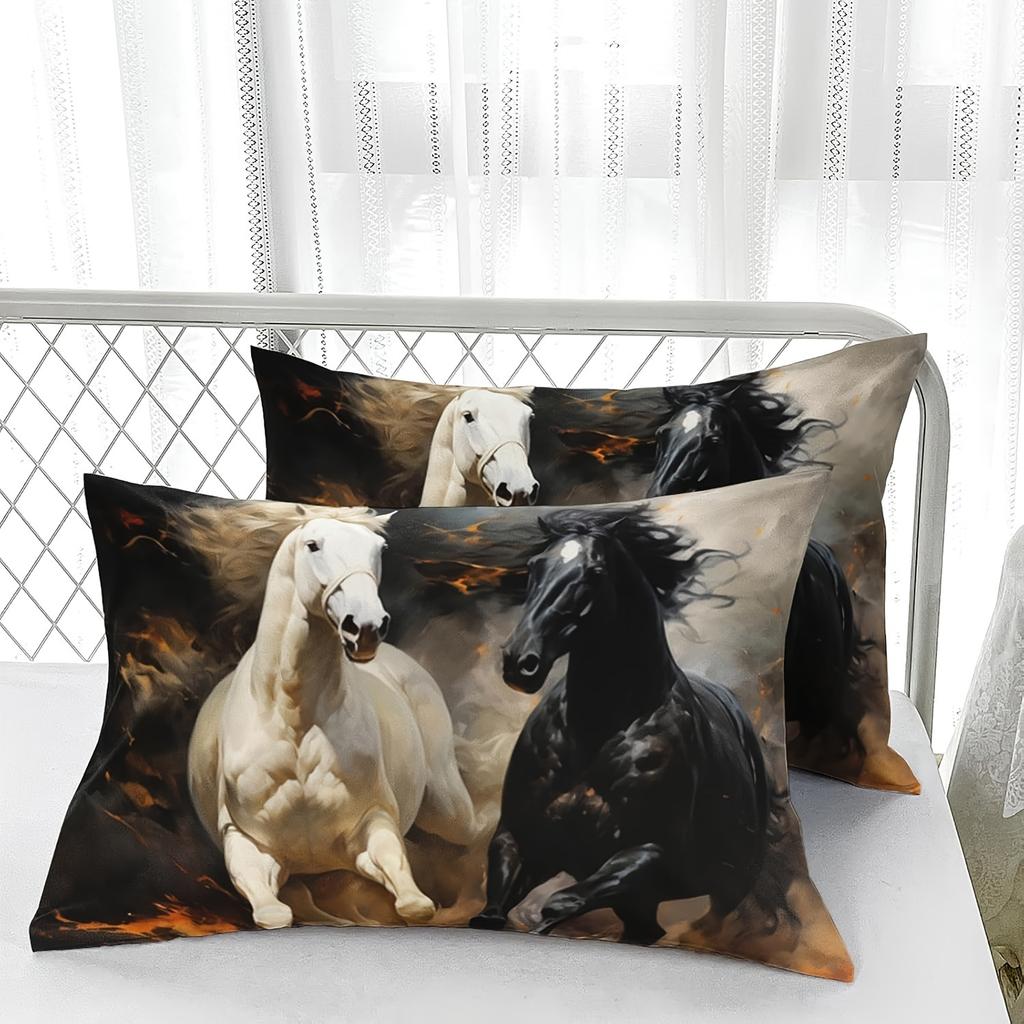 Horse Print Bedding Set Black And White Horse Bed Linen Set Western Farm Animal Print Duvet Cover Set 3D Horse Pattern