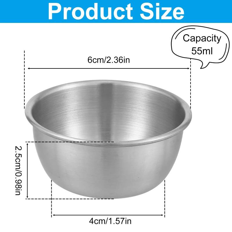 1Pcs Sauce Dipping Bowl Stainless Steel Dipping Cups Sauce Dishes 45/55ml Mini Seasoning Cups for Soy, BBQ, Sushi, Party