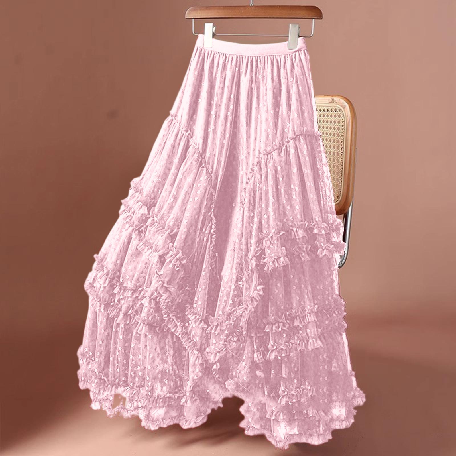 

Ladies Large Love Mesh Half Skirt Yarn Skirt One Size рожевий