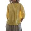 Spring and Summer New European Beautiful Women's Pure Cotton Shirt Solid Color Casual Button Pleated Shirt Women